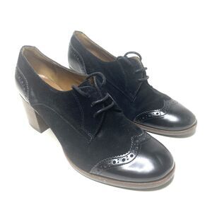 Carlo Pazolini Black Leather Brogue Lace Up High Heel Formal Pump Sz 38 (7.5)